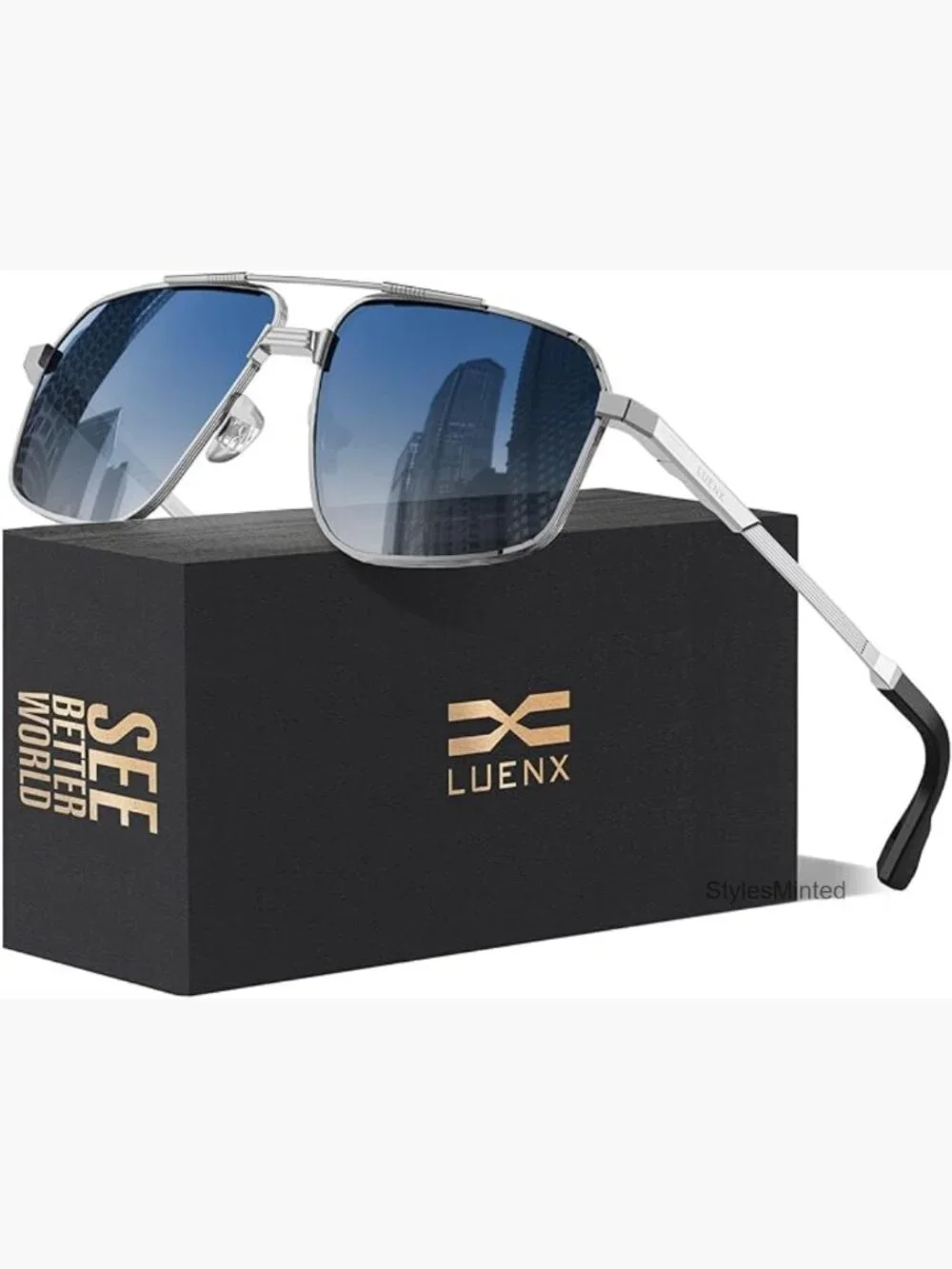 Polarized Square Aviator Sunglasses UV400 Driving Retro 60mm